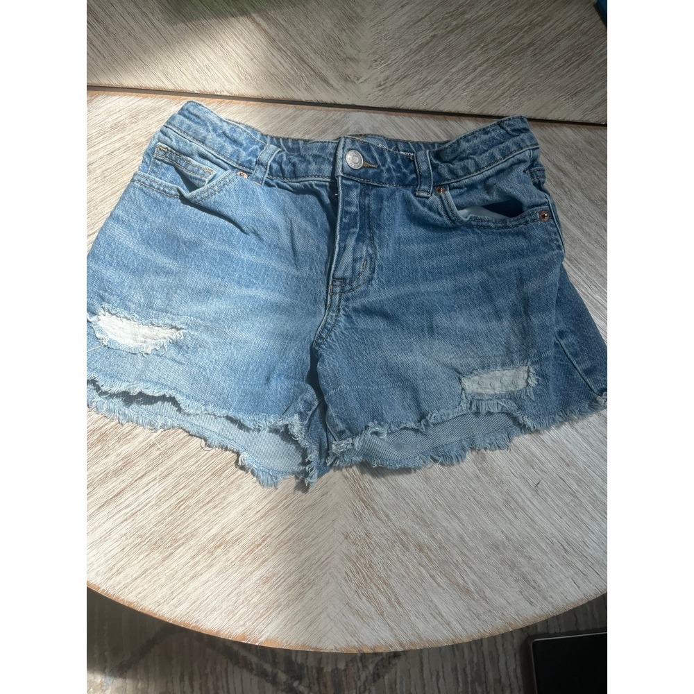 Cat‎ & Jack Blue Denim Stretch Adjustable Waist Cutoff Shorts Girls Large